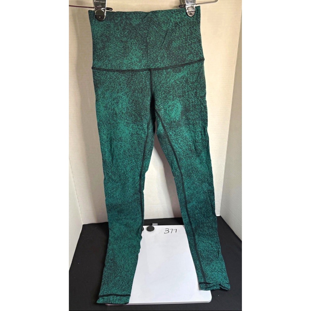 Lululemon Women's Green/Black Speckled Pull-On Yoga Leggings Athleisure Sz 6